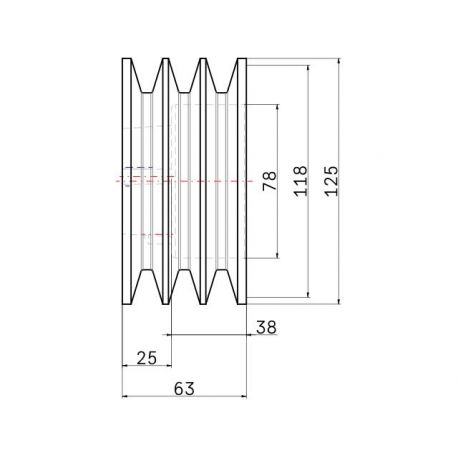 Poulie trapézoïdale SPB / B - 3 gorges - Ø118 mm - Moyeu amovible 1610 - Fonte