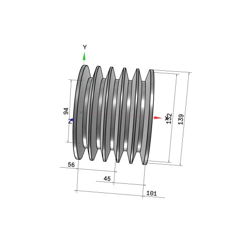 Poulie trapézoïdale SPB / B - 5 gorges - Ø132 mm - Moyeu amovible 2517 - Fonte