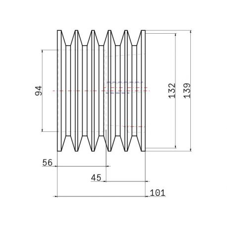 Poulie trapézoïdale SPB / B - 5 gorges - Ø132 mm - Moyeu amovible 2517 - Fonte