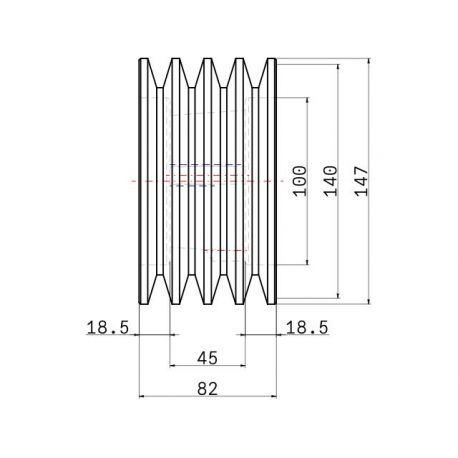 Poulie trapézoïdale SPB / B - 4 gorges - Ø140 mm - Moyeu amovible 2517 - Fonte