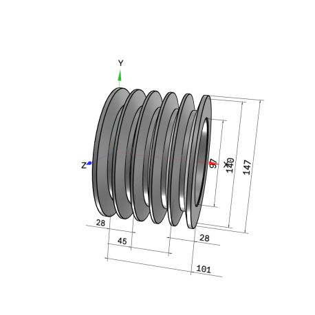 Poulie trapézoïdale SPB / B - 5 gorges - Ø140 mm - Moyeu amovible 2517 - Fonte
