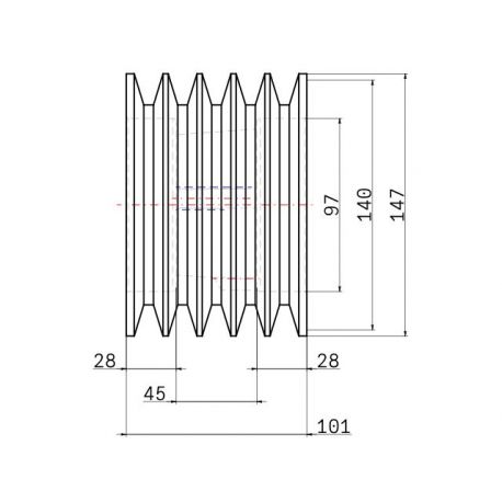 Poulie trapézoïdale SPB / B - 5 gorges - Ø140 mm - Moyeu amovible 2517 - Fonte