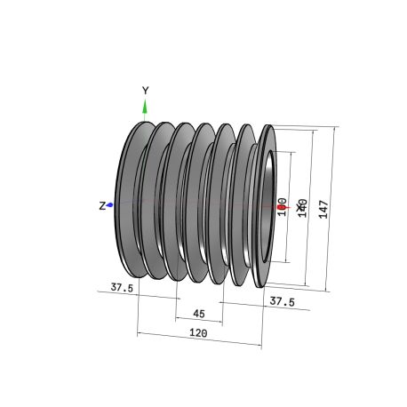 Poulie trapézoïdale SPB / B - 6 gorges - Ø140 mm - Moyeu amovible 2517 - Fonte