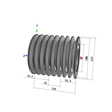 Poulie trapézoïdale SPB / B - 8 gorges - Ø140 mm - Moyeu amovible 2517 - Fonte