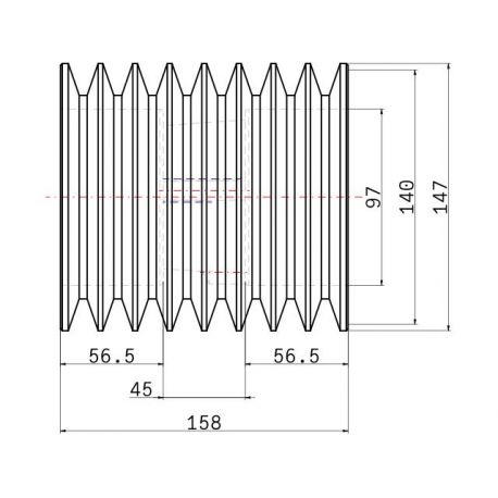 Poulie trapézoïdale SPB / B - 8 gorges - Ø140 mm - Moyeu amovible 2517 - Fonte
