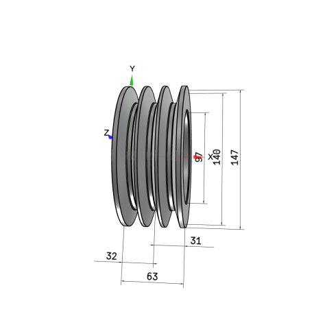 Poulie trapézoïdale SPB / B - 3 gorges - Ø150 mm - Moyeu amovible 2517 - Fonte