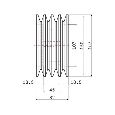 Poulie trapézoïdale SPB / B - 4 gorges - Ø150 mm - Moyeu amovible 2517 - Fonte