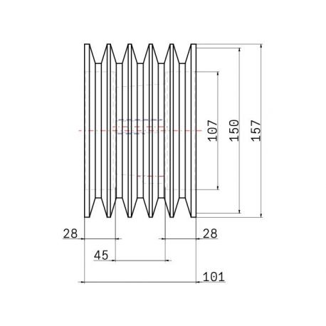 Poulie trapézoïdale SPB / B - 5 gorges - Ø150 mm - Moyeu amovible 2517 - Fonte