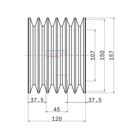 Poulie trapézoïdale SPB / B - 6 gorges - Ø150 mm - Moyeu amovible 2517 - Fonte