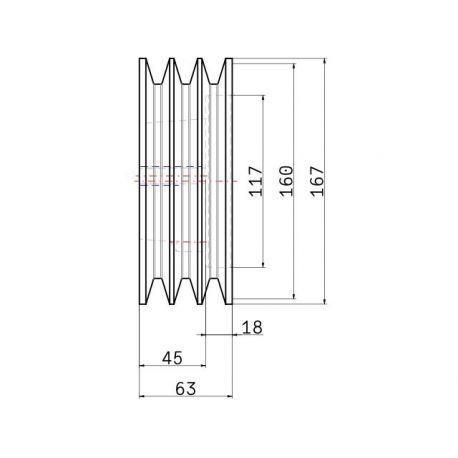 Poulie trapézoïdale SPB / B - 3 gorges - Ø160 mm - Moyeu amovible 2517 - Fonte
