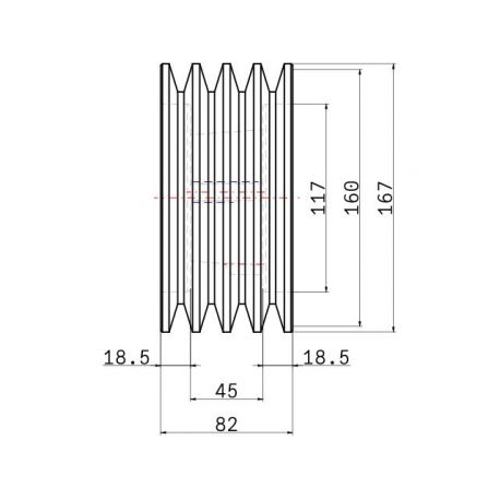Poulie trapézoïdale SPB / B - 4 gorges - Ø160 mm - Moyeu amovible 2517 - Fonte