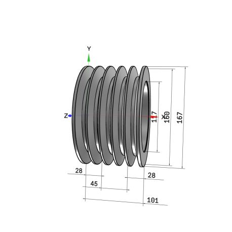 Poulie trapézoïdale SPB / B - 5 gorges - Ø160 mm - Moyeu amovible 2517 - Fonte