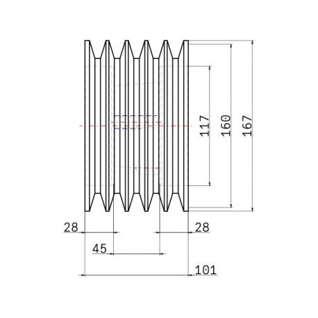 Poulie trapézoïdale SPB / B - 5 gorges - Ø160 mm - Moyeu amovible 2517 - Fonte
