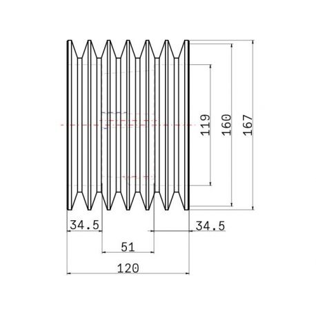 Poulie trapézoïdale SPB / B - 6 gorges - Ø160 mm - Moyeu amovible 3020 - Fonte