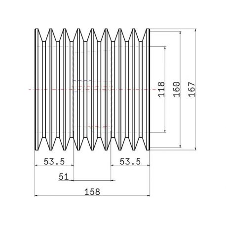 Poulie trapézoïdale SPB / B - 8 gorges - Ø160 mm - Moyeu amovible 3020 - Fonte