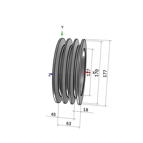 Poulie trapézoïdale SPB / B - 3 gorges - Ø170 mm - Moyeu amovible 2517 - Fonte