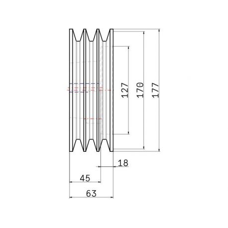 Poulie trapézoïdale SPB / B - 3 gorges - Ø170 mm - Moyeu amovible 2517 - Fonte