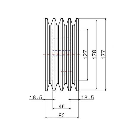 Poulie trapézoïdale SPB / B - 4 gorges - Ø170 mm - Moyeu amovible 2517 - Fonte