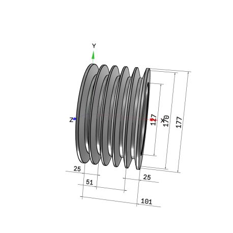 Poulie trapézoïdale SPB / B - 5 gorges - Ø170 mm - Moyeu amovible 3020 - Fonte