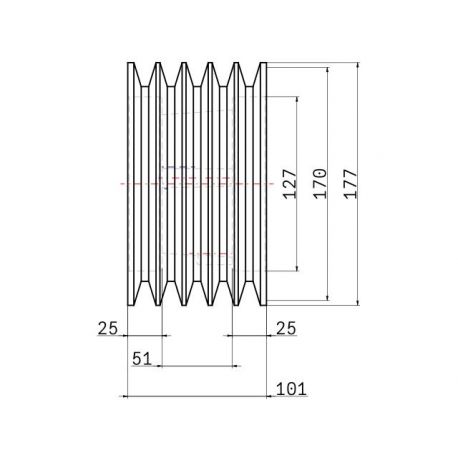 Poulie trapézoïdale SPB / B - 5 gorges - Ø170 mm - Moyeu amovible 3020 - Fonte