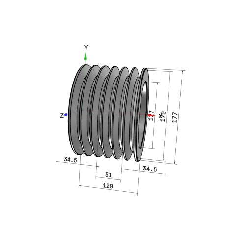 Poulie trapézoïdale SPB / B - 6 gorges - Ø170 mm - Moyeu amovible 3020 - Fonte