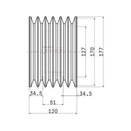 Poulie trapézoïdale SPB / B - 6 gorges - Ø170 mm - Moyeu amovible 3020 - Fonte