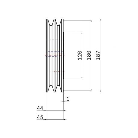 Poulie trapézoïdale SPB / B - 2 gorges - Ø180 mm - Moyeu amovible 2517 - Fonte