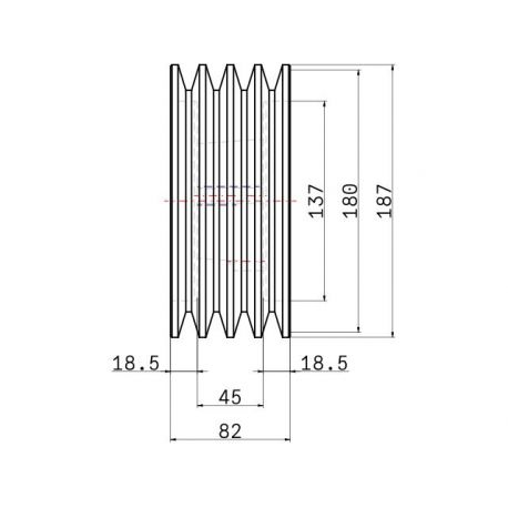 Poulie trapézoïdale SPB / B - 4 gorges - Ø180 mm - Moyeu amovible 2517 - Fonte