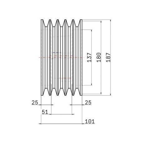 Poulie trapézoïdale SPB / B - 5 gorges - Ø180 mm - Moyeu amovible 3020 - Fonte