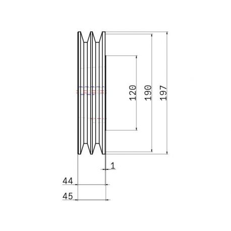 Poulie trapézoïdale SPB / B - 2 gorges - Ø190 mm - Moyeu amovible 2517 - Fonte