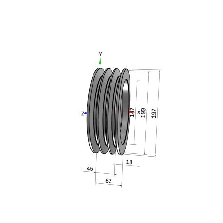 Poulie trapézoïdale SPB / B - 3 gorges - Ø190 mm - Moyeu amovible 2517 - Fonte