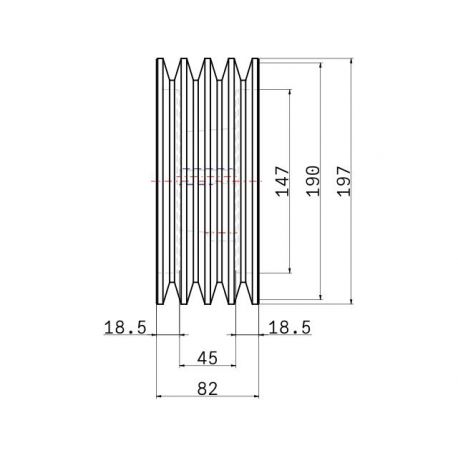 Poulie trapézoïdale SPB / B - 4 gorges - Ø190 mm - Moyeu amovible 2517 - Fonte