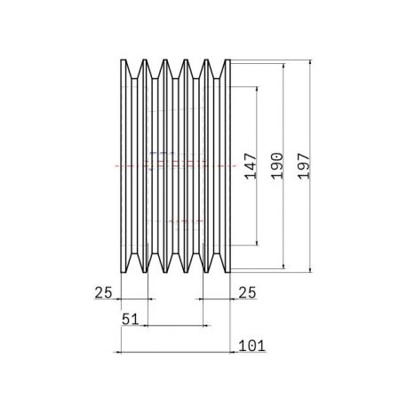 Poulie trapézoïdale SPB / B - 5 gorges - Ø190 mm - Moyeu amovible 3020 - Fonte