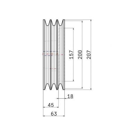 Poulie trapézoïdale SPB / B - 3 gorges - Ø200 mm - Moyeu amovible 2517 - Fonte