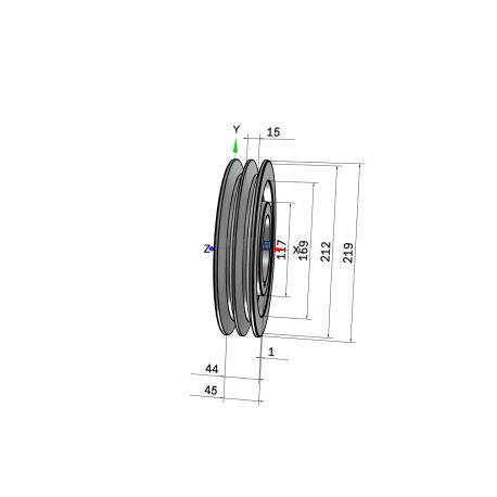 Poulie trapézoïdale SPB / B - 2 gorges - Ø212 mm - Moyeu amovible 2517 - Fonte