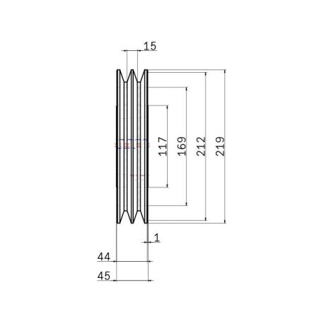 Poulie trapézoïdale SPB / B - 2 gorges - Ø212 mm - Moyeu amovible 2517 - Fonte