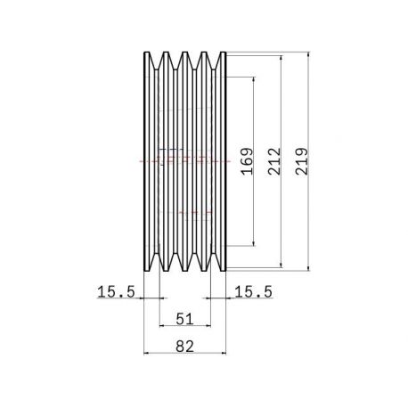 Poulie trapézoïdale SPB / B - 4 gorges - Ø212 mm - Moyeu amovible 3020 - Fonte