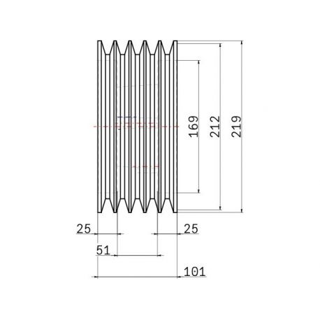 Poulie trapézoïdale SPB / B - 5 gorges - Ø212 mm - Moyeu amovible 3020 - Fonte