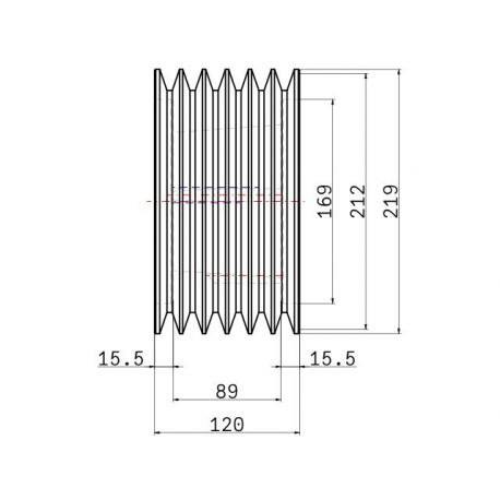 Poulie trapézoïdale SPB / B - 6 gorges - Ø212 mm - Moyeu amovible 3535 - Fonte