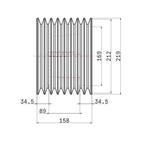 Poulie trapézoïdale SPB / B - 8 gorges - Ø212 mm - Moyeu amovible 3535 - Fonte