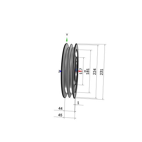 Poulie trapézoïdale SPB / B - 2 gorges - Ø224 mm - Moyeu amovible 2517 - Fonte