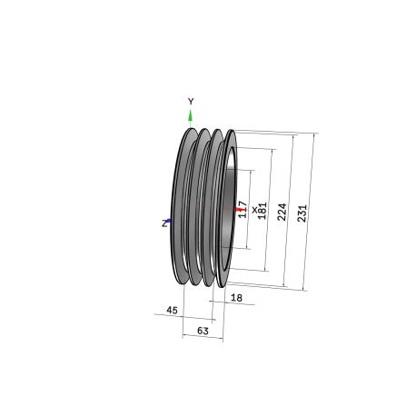 Poulie trapézoïdale SPB / B - 3 gorges - Ø224 mm - Moyeu amovible 2517 - Fonte