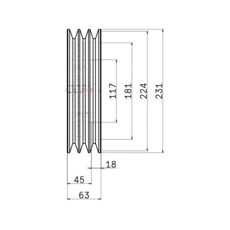 Poulie trapézoïdale SPB / B - 3 gorges - Ø224 mm - Moyeu amovible 2517 - Fonte