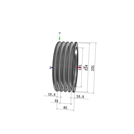 Poulie trapézoïdale SPB / B - 4 gorges - Ø224 mm - Moyeu amovible 3020 - Fonte