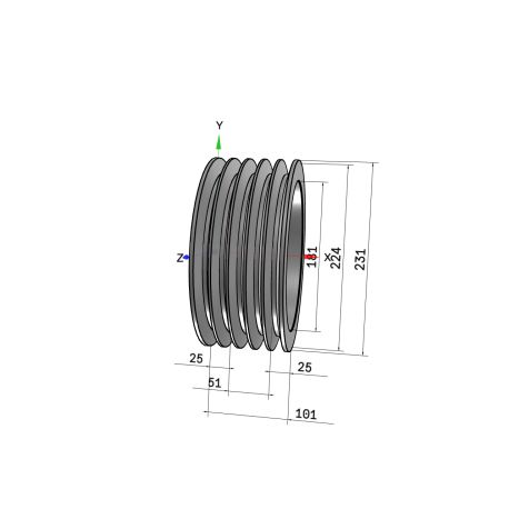 Poulie trapézoïdale SPB / B - 5 gorges - Ø224 mm - Moyeu amovible 3020 - Fonte