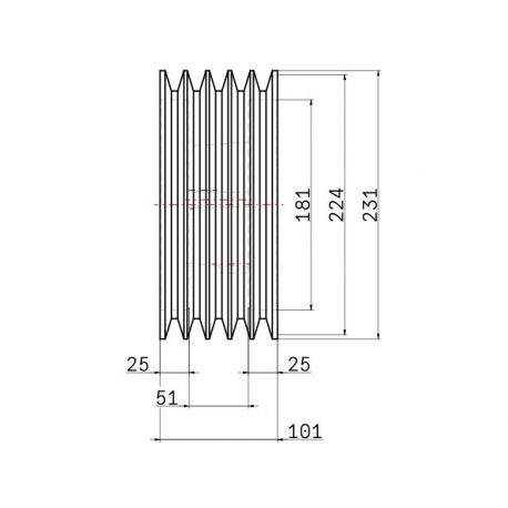 Poulie trapézoïdale SPB / B - 5 gorges - Ø224 mm - Moyeu amovible 3020 - Fonte