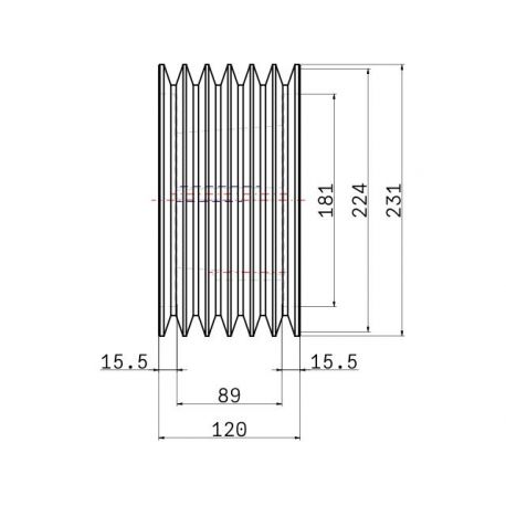Poulie trapézoïdale SPB / B - 6 gorges - Ø224 mm - Moyeu amovible 3535 - Fonte