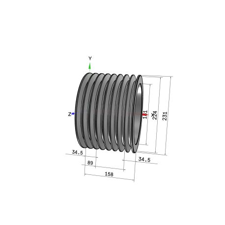 Poulie trapézoïdale SPB / B - 8 gorges - Ø224 mm - Moyeu amovible 3535 - Fonte