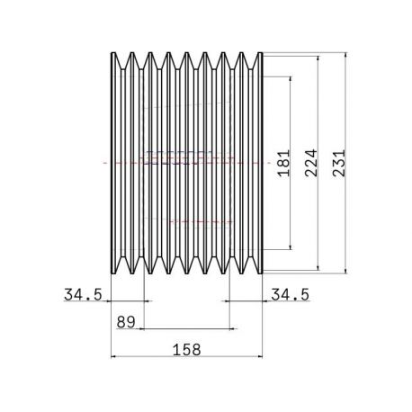 Poulie trapézoïdale SPB / B - 8 gorges - Ø224 mm - Moyeu amovible 3535 - Fonte