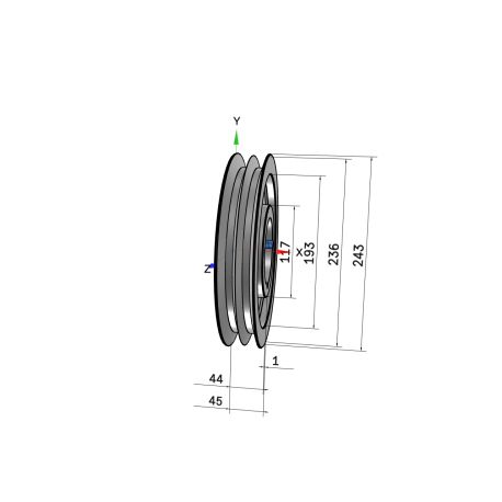 Poulie trapézoïdale SPB / B - 2 gorges - Ø236 mm - Moyeu amovible 2517 - Fonte